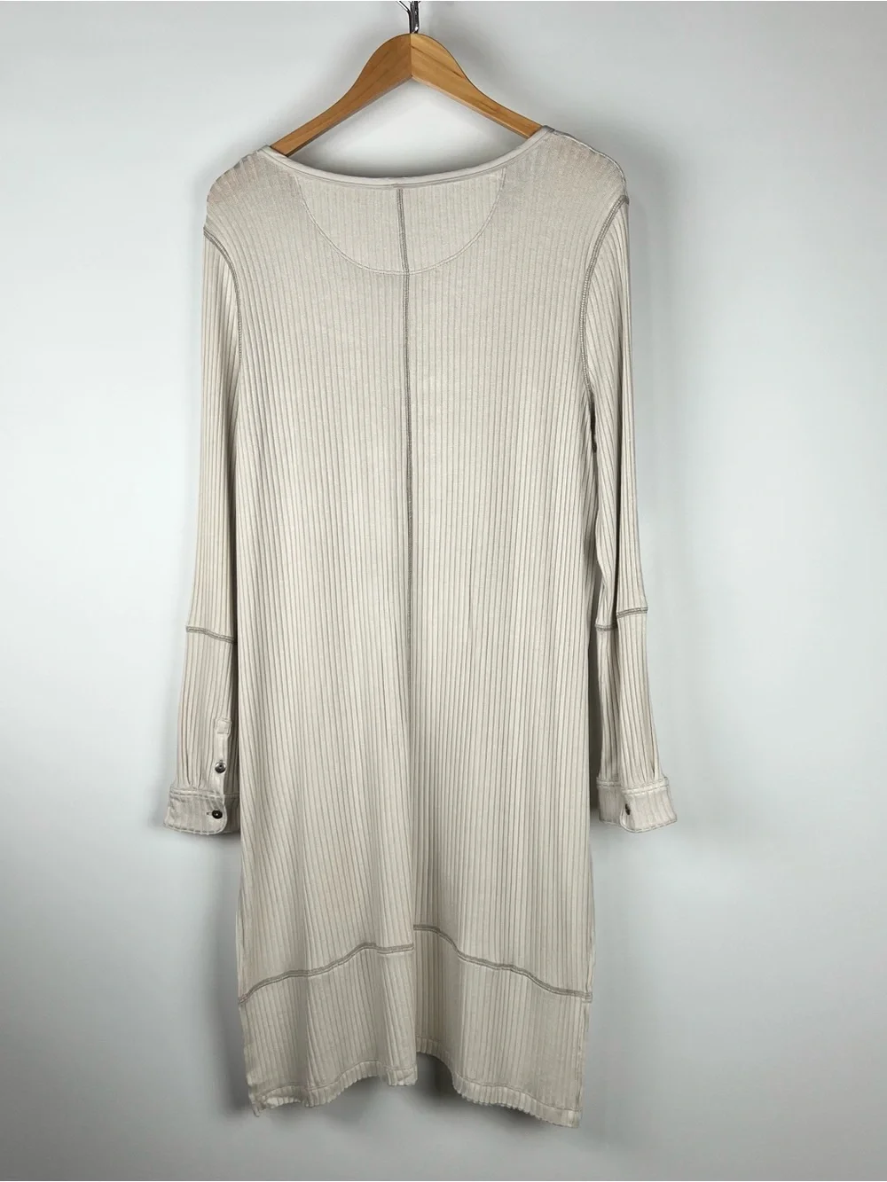 Free People Gwen Drippy Ribbed Henley Oversized Knit Tunic Boho Grey Size L